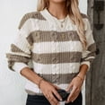 thumbnail image 6 of Daznico Women's Autumn and Winter Retro Loose Round Neck Pullover Striped Sweater Top,Sweaters For Women-Coffee-M, 6 of 9