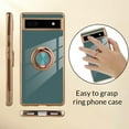 thumbnail image 4 of Compatible with Google Pixel 6A 5G Case Heart Plating Kickstand Mental Ring Luxury Elegant Case Camera Protector TPU Shockproof Protective Back Cover Designed for Google 6A 5G Case -Blue, 4 of 6