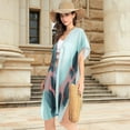 thumbnail image 4 of Elegant Leaves Background Women's Swimwear Cover Up Summer Cardigan Beach Pool Cover Up Loose for Swimsuits Casual Wear, 4 of 7
