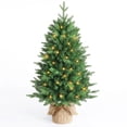thumbnail image 7 of OasisCraft 3ft Pre-lit Artificial Mini Christmas Tree Includes Small Lights and Cloth Bag Base for Tabletop or Desk Burlap Green, 7 of 7