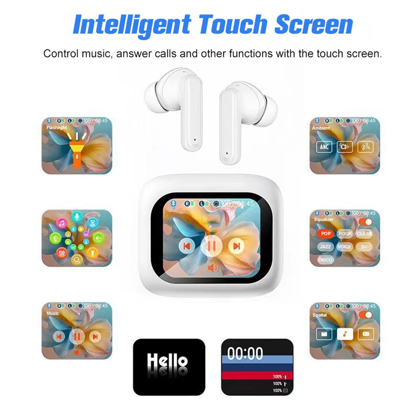 Bluetooth Earbuds Headset – Must-Have Smart Screen Bluetooth Headphones Elegant Smart Display Bluetooth Earphones Superior Smart Screen Wireless Headset