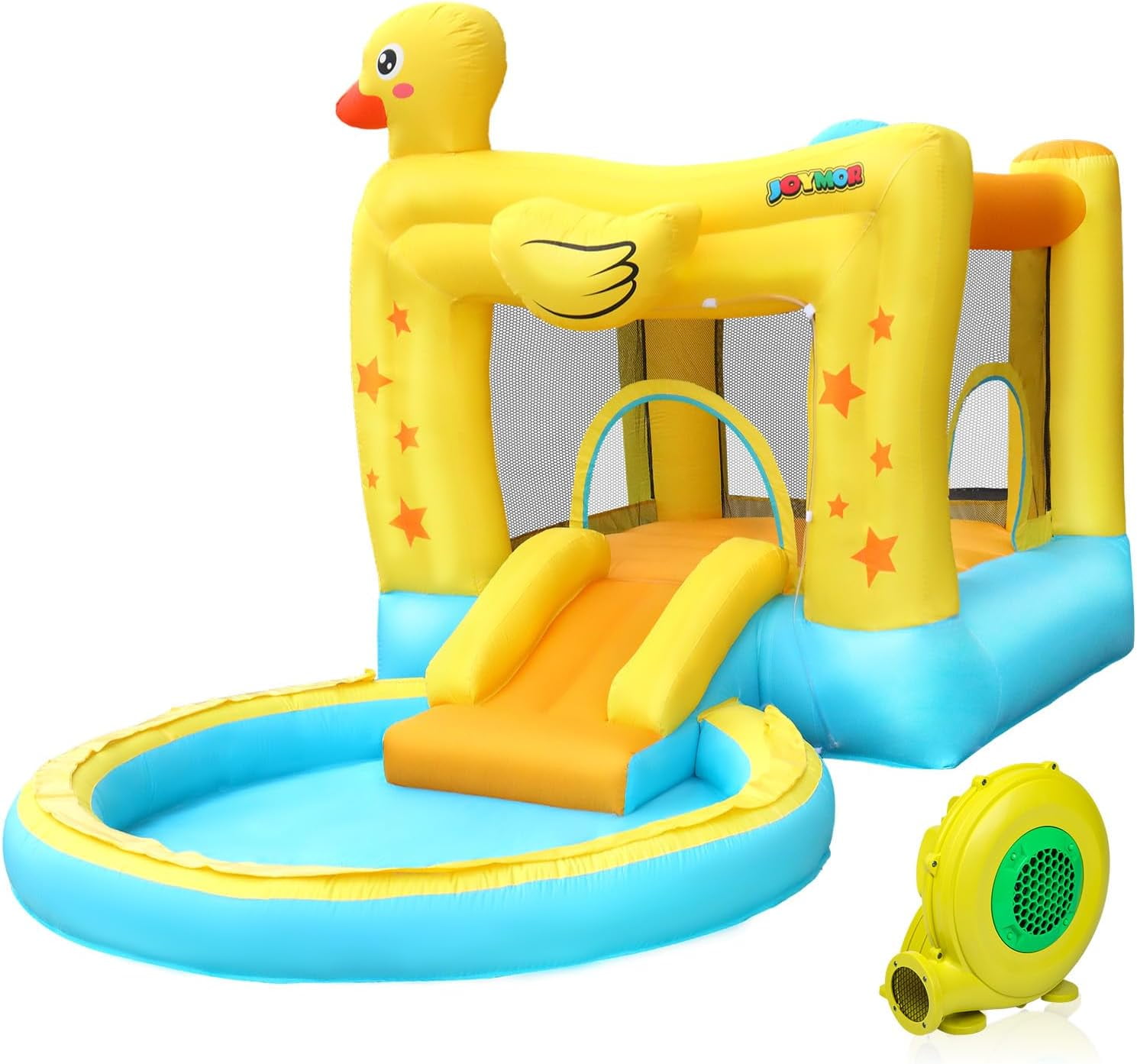 JOYMOR Duckling Bounce House Water Slide for Kids 3 to 8 Years, 250 lb Max Load, 5 Pieces