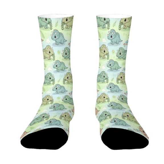 Cute Triceratops Funny Novelty Crew Socks for Women Men Sports