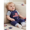 thumbnail image 6 of BemeyourBBs Newborn Baby Boy 4th of July Outfit Infant Baby Boy Patriot Independent Day Spring Summer Fall Clothes Fourth of July Short Sleeve Waffled Striped Romper USA Flag Overalls Long Pants Set, 6 of 8