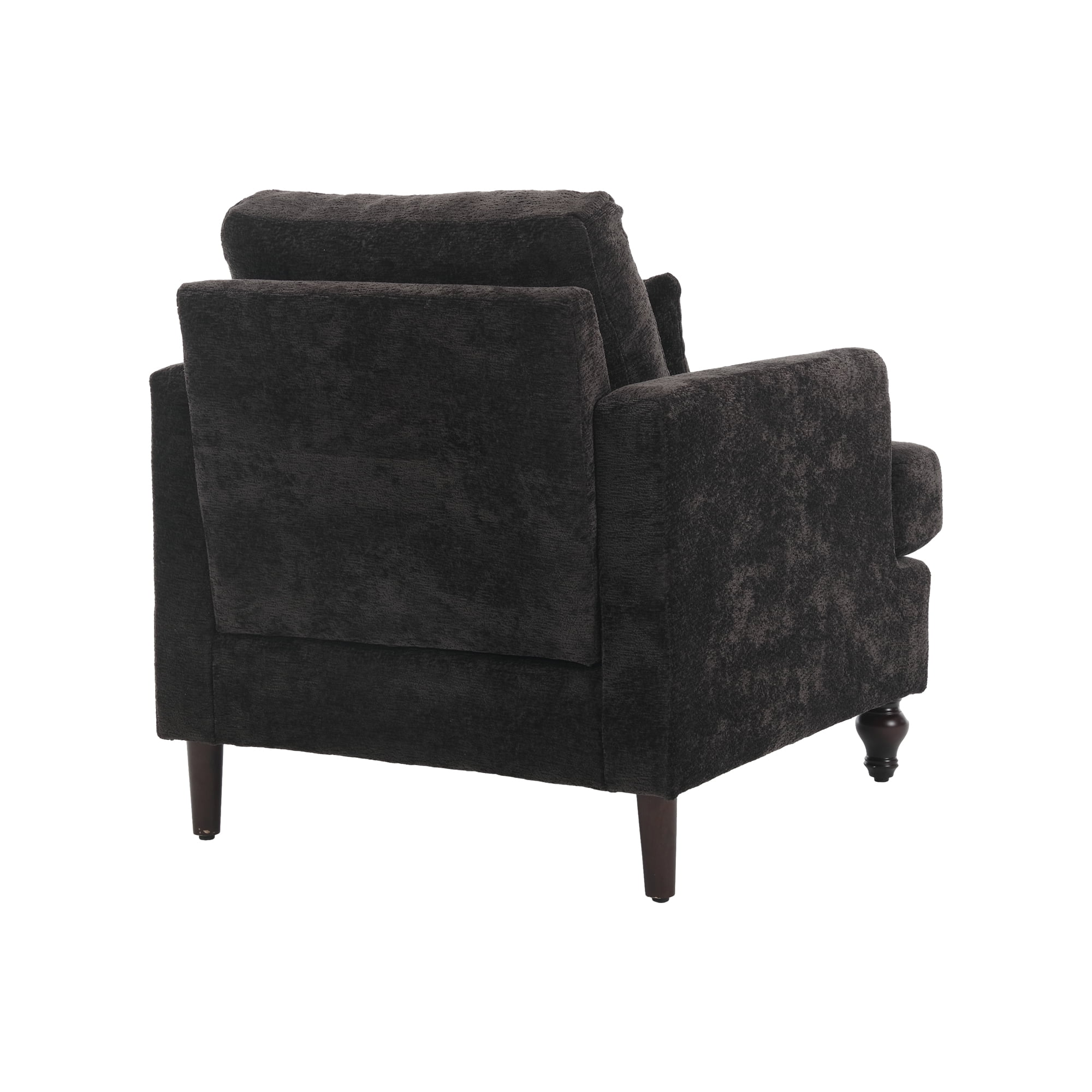 MAYEERTY Wood Frame Armchair, Modern Accent Chair Lounge Chair Tufted Club Chair, Mid Century Modern Arm Chairs with Studded, Solid Wood Frame, for Bedroom, Reading (Black Chenille)