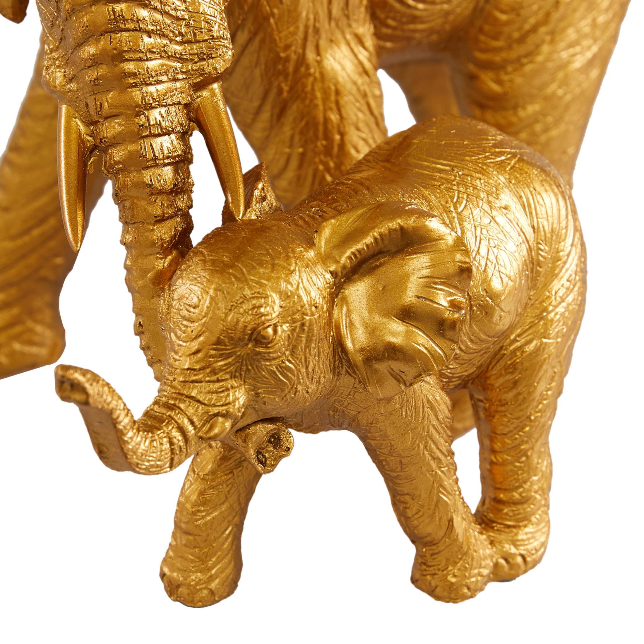 6" x 7" Gold Polyresin Elephant Sculpture, by DecMode