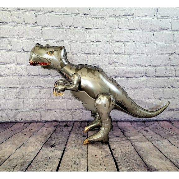Dinosaur Balloon JUMBO Mylar Walking Foil Balloons - Silver