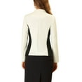 thumbnail image 3 of MODA NOVA Juniors Collarless Long Sleeve Button Contrast Color Business Blazer, 3 of 5