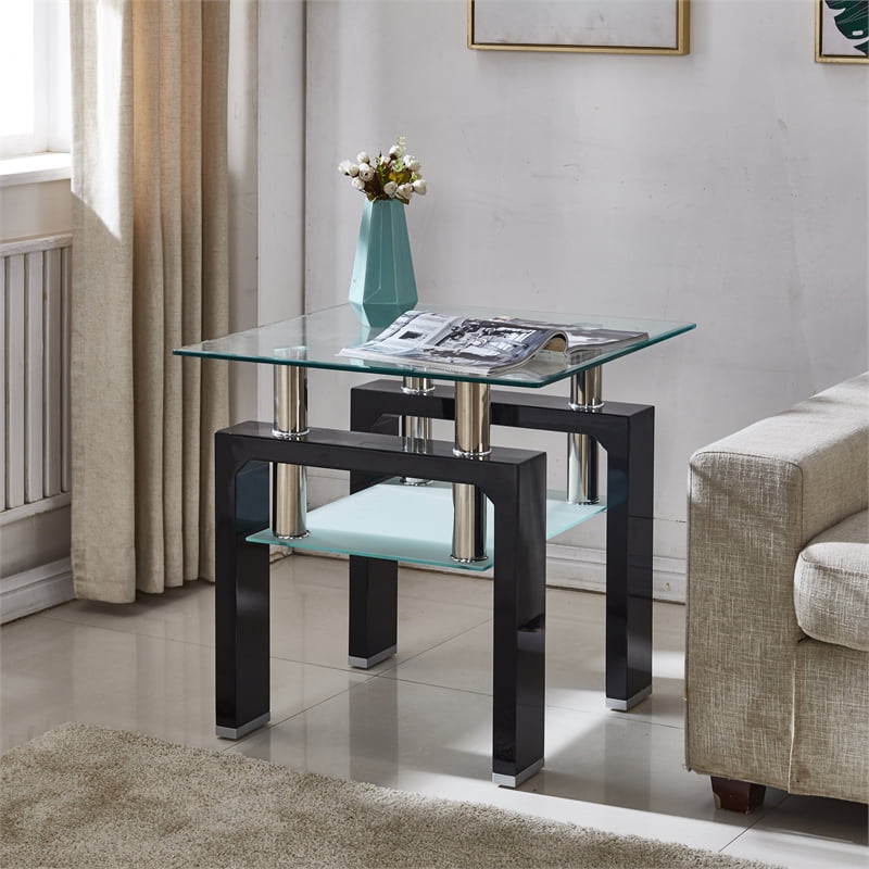 Artisan Furniture Perla End Table With Tempered Glass in