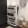 thumbnail image 4 of Shoe Storage Cabinet with 3 Flip Drawers, Wooden Shoe Cabinet for Entryway, Slim Free Standing Shoe Rack for Entryway, Hallway, Living Room, Bedroom (White), 4 of 10