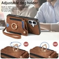 thumbnail image 6 of Dteck for iPhone 16 Plus Case Wallet with Card Holder,Ring Stand,RFID-Blocking PU Leather Protective Magnetic Flip Cover with Wrist Strap for iPhone 16 Plus 6.7",Brown, 6 of 10