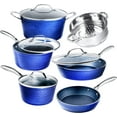 thumbnail image 1 of Granitestone Hammered Cookware Set 10 Piece Pots Pans Sets Blue, 1 of 5