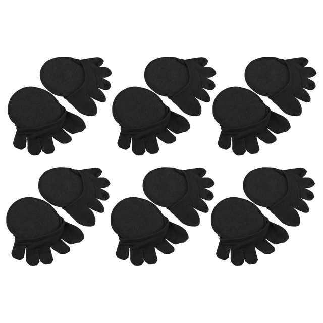 Unique Bargains Toe Socks Breathable Split Toe Compression Socks Non-Slip Black 6 Pair Cotton