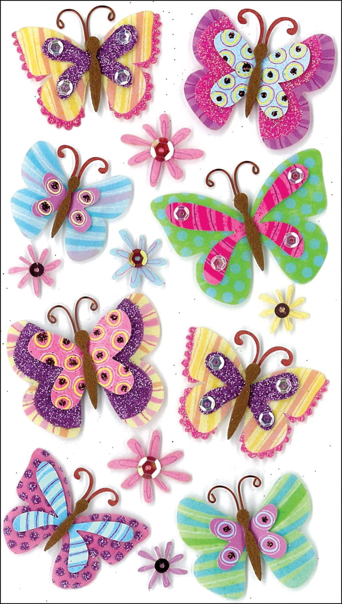 Jolee's Boutique Dimensional Stickers-Paisley Butterflies