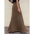 thumbnail image 2 of Womens Brown Cotton Frayed Hem Fish Tail Denim Maxi Skirt, 2 of 9