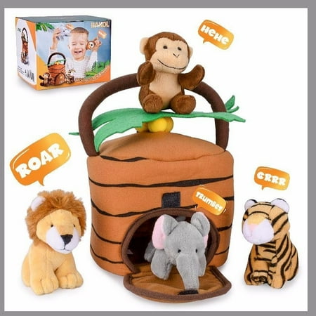 Jungle Animals Talking Plushie Set - Realistic Sounding Stuffed Animal Toys For Babies, Toddlers & Children - Cute, Snuggly &