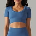 thumbnail image 2 of Timegard Crop Tops for Women Ribbed U Neck Short Sleeve Workout Yoga Tops Seamless Going out Tee Shirts, 2 of 6
