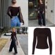 thumbnail image 2 of Rayon Long Sleeve Boat Neck T-Shirt Slim Fit Casual Tee Stretchy Comfort Solid Color Basic Going Out Blouse for Women coffee brown L, 2 of 4