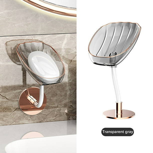 Jabonera giratoria con drenaje - soporte de jabón en ángulo ajustable para la pared o encimera, desmontable y lavable para baño y fregadero de cocina