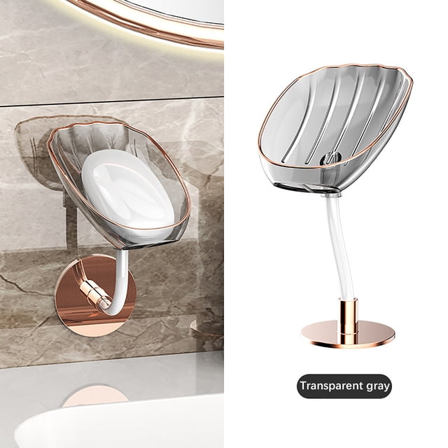 Bathroom Soap Dish with Draining Design, Adjustable Rotatable Soap Case, Fast Draining Soap Storage Box, Space-Saving Bathroom & Kitchen Organizer for Soap & Accessories