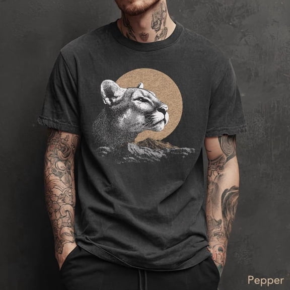 Mountain Lion Graphic T-Shirt, Vintage Wildlife Animal Tee, Cougar Puma Panther Design Shirt, Unisex Cotton Casual Graphic Tee Gift