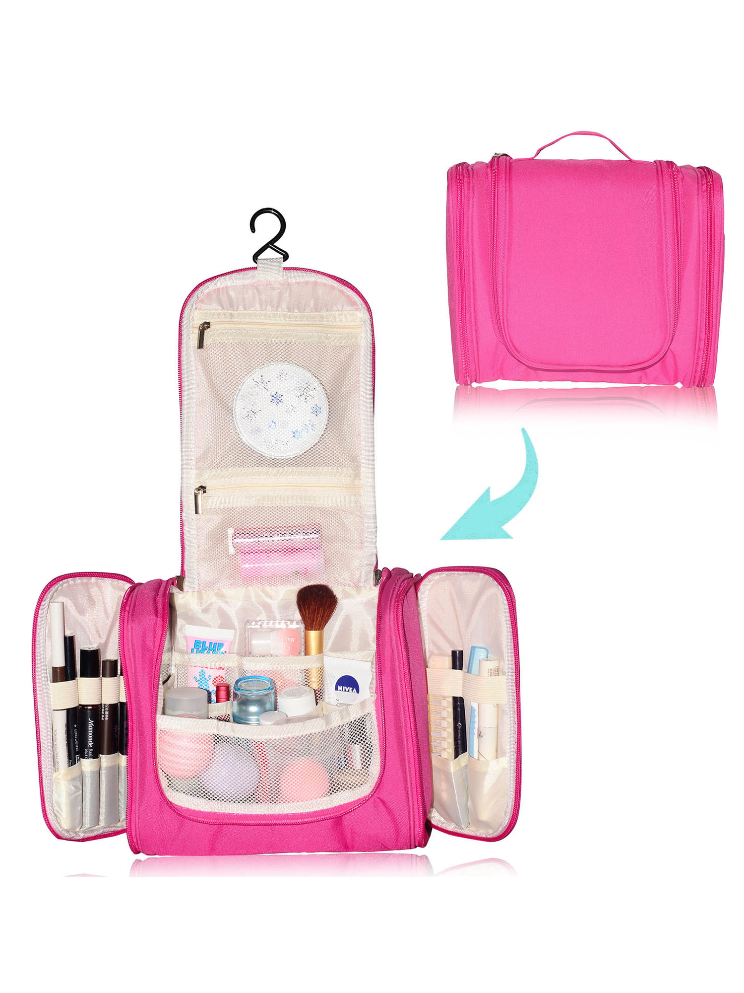Compact Hanging Toiletry Bag Flat Bottom Unisex Toiletry Storage ...