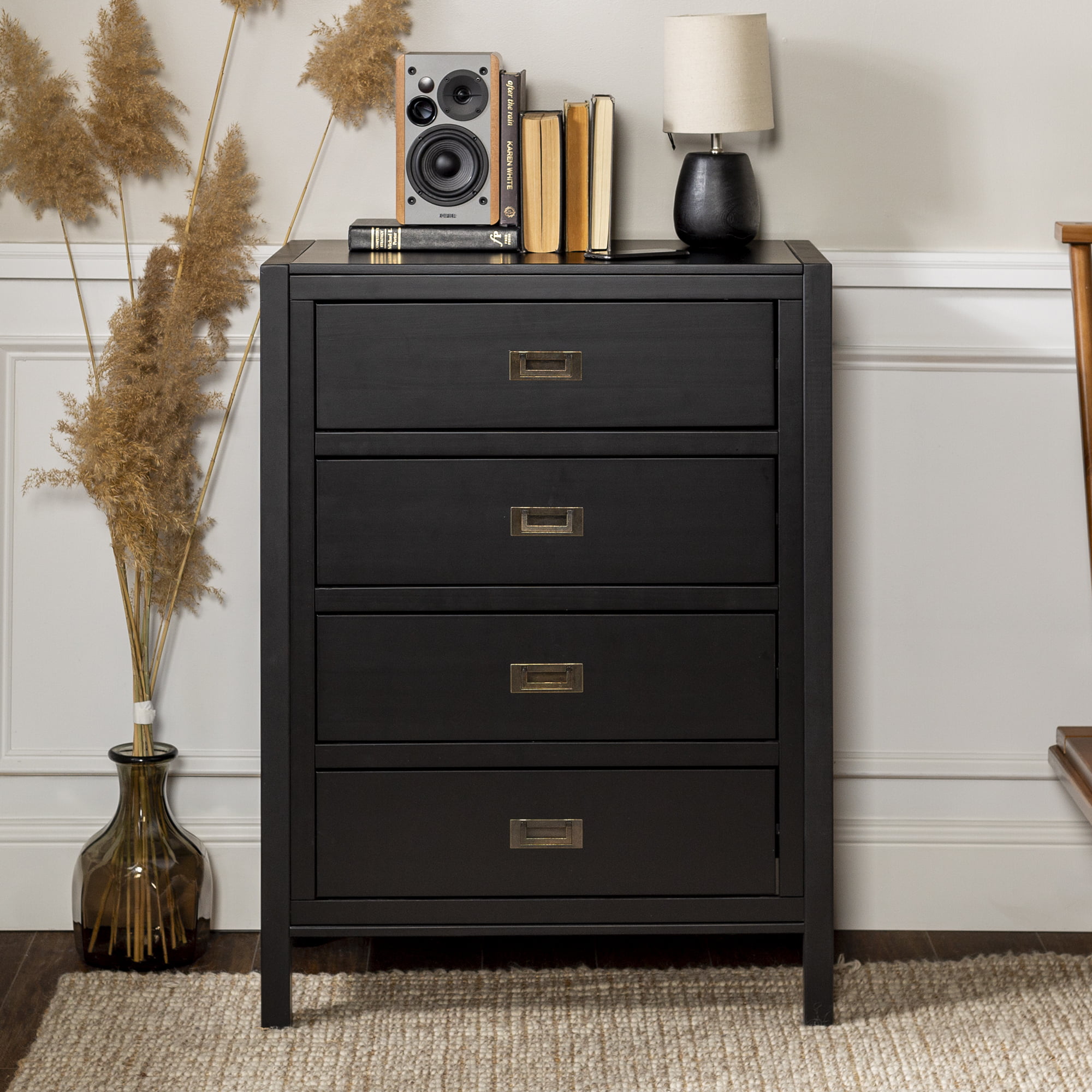 Annabelle Four Drawer Solid Wood Black Dresser By Chateau Lyon