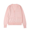 thumbnail image 4 of Women's 2023 Fall Oversized Open Front Button V Neck Lightweight Knit Cardigan Sweater Outerwear Garment, 4 of 4