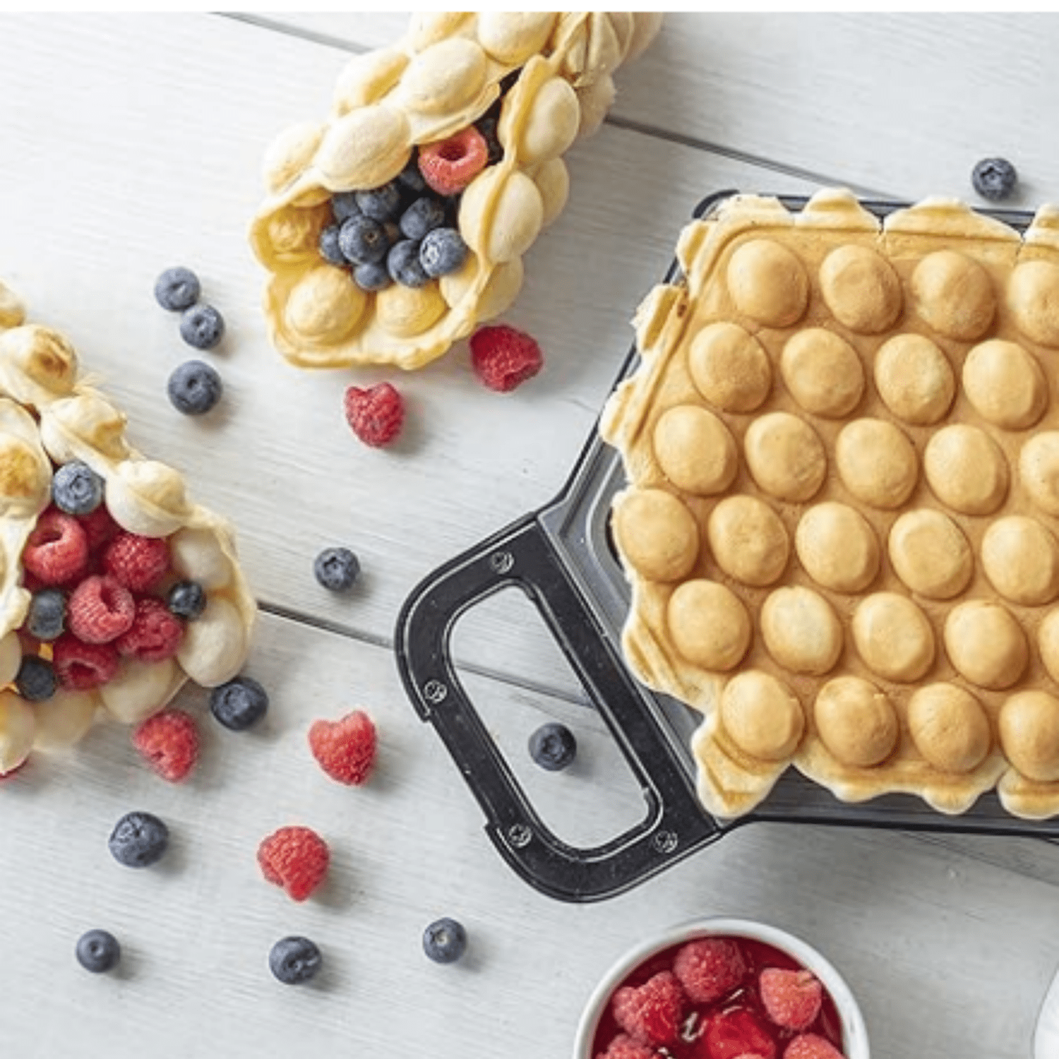 Bubble Waffle Maker- Electric Non stick Hong Kong Egg Waffler Iron Griddle w/Ready Indicator Light- Ready in under 5 Mins- Recipe Guide Included, Make Delicious Ice Cream Cones for Xmas Gift or Treat
