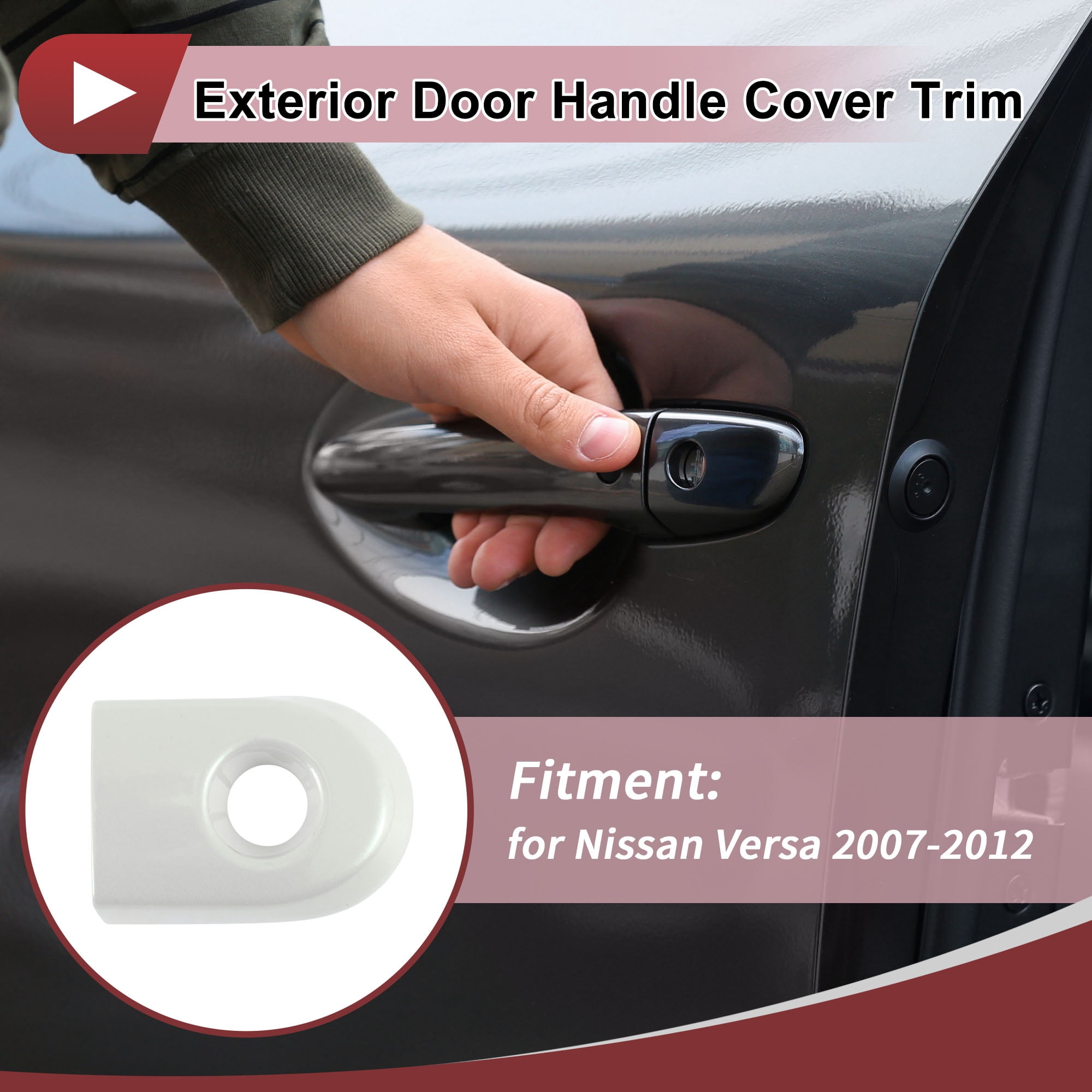Unique Bargains Exterior Car Door Handle Cover Trim White for Nissan Versa 2007-2012