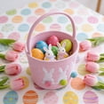 thumbnail image 4 of Decoraciones de Pascua, cestas de Pascua con conejito, cestas de algodón tejidas con conejito, lindos cubos de conejito con asa, rellenos de conejito, suministros de decoración para fiestas de huevos, 4 of 6