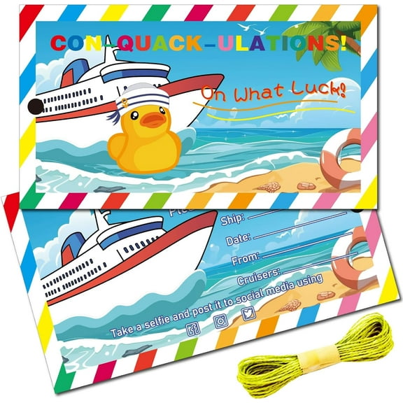 50 Pcs You've been Ducked Cruising Duck Tag Cruise Duck Tags Double Side Navy Hat DIY Jeep Duck Card with Hole and Twine