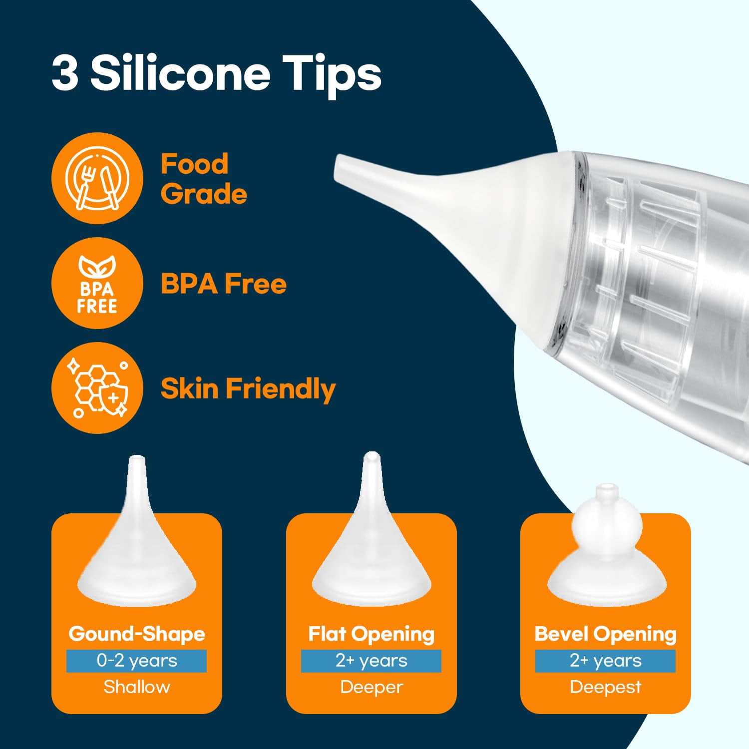 HubiBaby Large Flow Electric Nasal Aspirator for Baby, Nose Sucker, Booger Sucker, Nose Cleaner for Infant to Toddlers with 3 Silicone Tips, 3 Suction Levels, Music