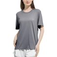 thumbnail image 2 of Gibobby Camiseta de manga corta para mujer Camisas diarias informales para mujer, camiseta manga corta con cuello redondo, camisetas sueltas, blusa tipo túnic(Caqui,XL), 2 of 4