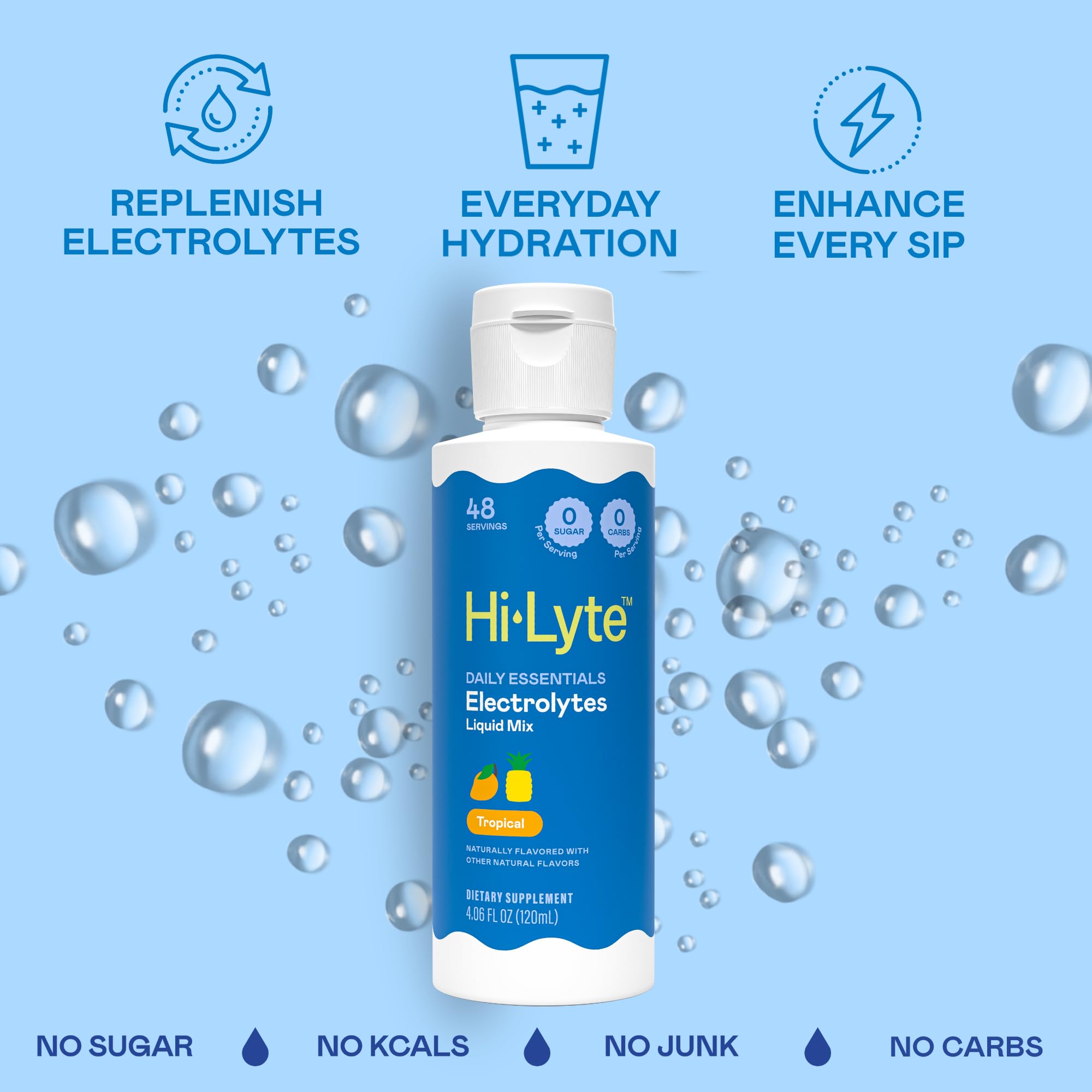 Hi-Lyte Daily Essentials Electrolytes Liquid Mix Tropicals 48 Servings