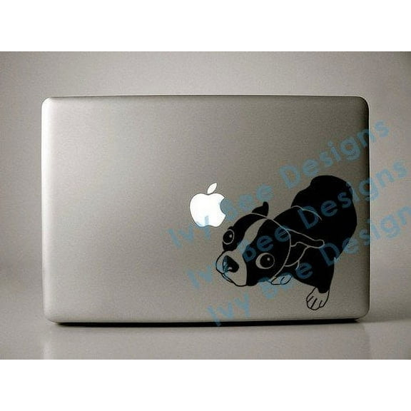 Molly the Boston Terrier - Black Vinyl Decal for 13 inch Macbook or other Laptop