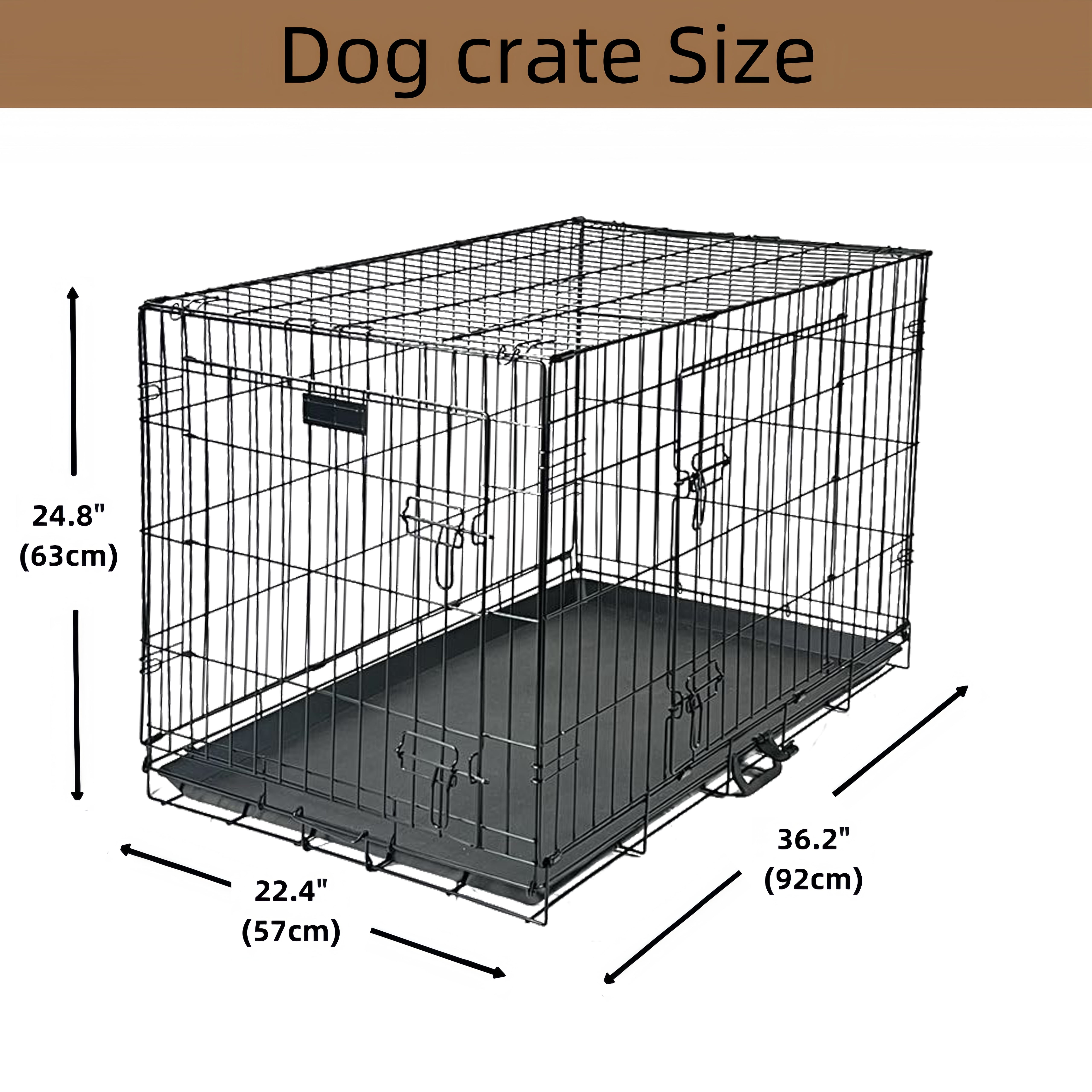 GODOHOME 36'' Collapsible Dog Crate Wire Pet Dog Crate with Double Doors