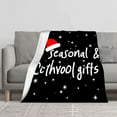 thumbnail image 2 of Cozy Flannel Blanket - Soft & Warm Perfect for Sofa Travel & Bed - Festive Holiday Design with Santa Hat & Starry Background, 2 of 7