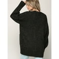 thumbnail image 3 of Made by Johnny Women's Kimono Long Sleeve Batwing Open Front Chunky Knit Cardigan Loose Sweater with Pockets S BLACK, 3 of 6