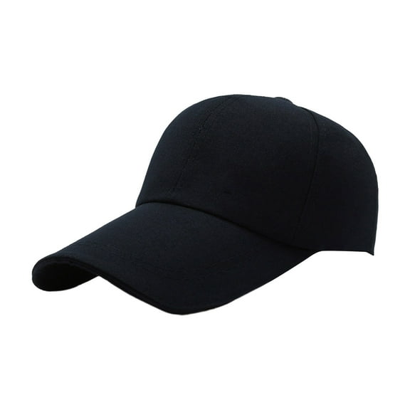 HUANLEDASH Men Baseball Hat Long Hard Brim Solid Color Sunscreen Anti-UV Adjustable Ponytail Hole Casual Hip Hop Outdoor Sun Cap