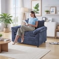 thumbnail image 3 of Oversized Comfy chair with Ottoman, Gexpusm 43.7" Modern Comfy Upholstered Armchair, Compact Reading Chair with Footrest for Living Room, Bedroom and Office,Dark Blue, 3 of 7