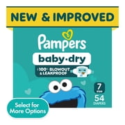 Pampers Baby Dry Baby Diapers Size 7, 54 Count (Select for More Options)