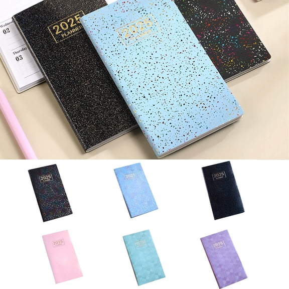 YujiCraft 2025 A6 Leather Weekly Planner, Colorful Star Design English Schedule Book, Thin & Portable,A