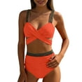 thumbnail image 2 of TAGOLD Womens Bikinis Set Lace Up Split Bikini Swimsuit Elastic Lightweight Breathable Summer Beach Swimwear, 2 of 5