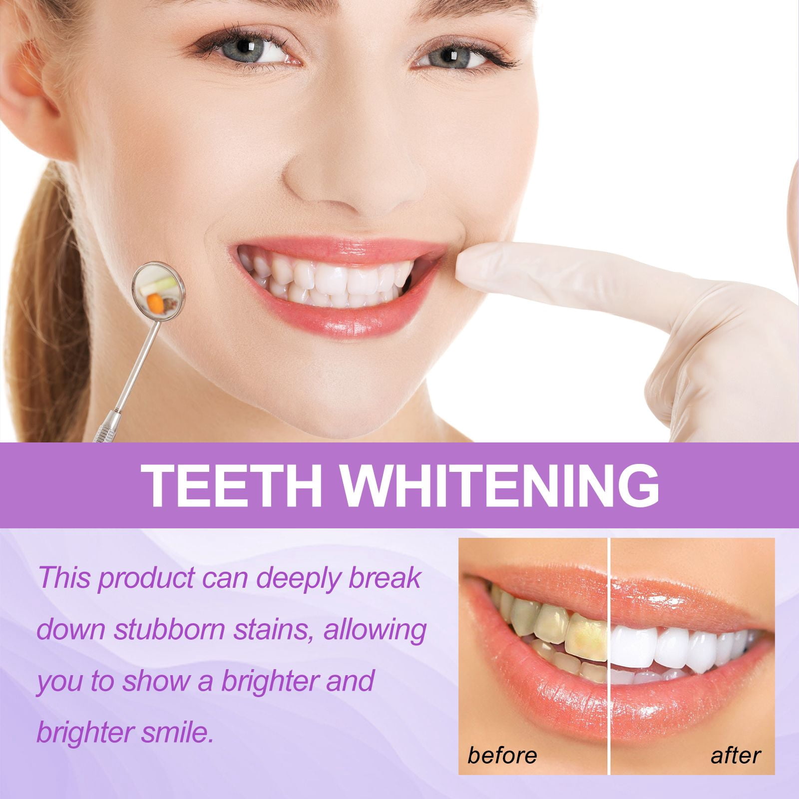 Alvantor Purple Teeth Whitening Strips Enamel Safe Stain Removal,14 Strips