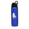 25 oz Aluminum Sports Water Travel Bottle Cute Pit Bull With Heart (Blue)
