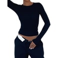 thumbnail image 4 of Blotona Womens Skinny Long Sleeve Backless Crop Tops Square Neck Bodycon Shirts Cut Out Pullover Cami Streetwear, 4 of 9