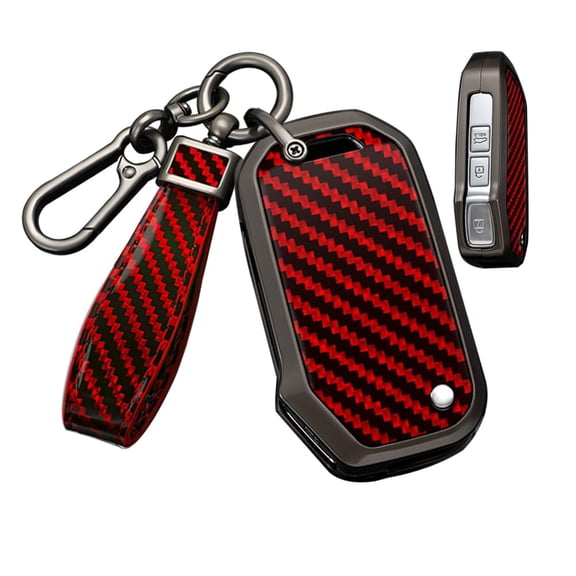 Carbon Fiber Pattern 3-4 Button Key Fob Cover Case Fit for Kia NIRO 2022 K5 Forte Seltos Soul Sportage Sorento Cerato Keyless with Keychain