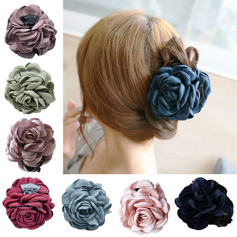 1pc Womens Fabric Flower Hairpin Sweet Plastic Solid Color Hairpin Ponytail  Twist Pin Girl Hair Accessories - Jewelry & Accessories - Temu