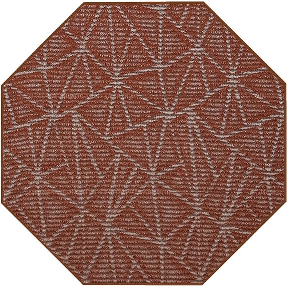 Indoor Outdoor custom size area rugs made in USA pattern Geometrical comes in Ten colors and Nine shapes rectangular,round,square,runners,oval,hexagon,octagon,half round - Rust, 6' Octagon Area Rugs